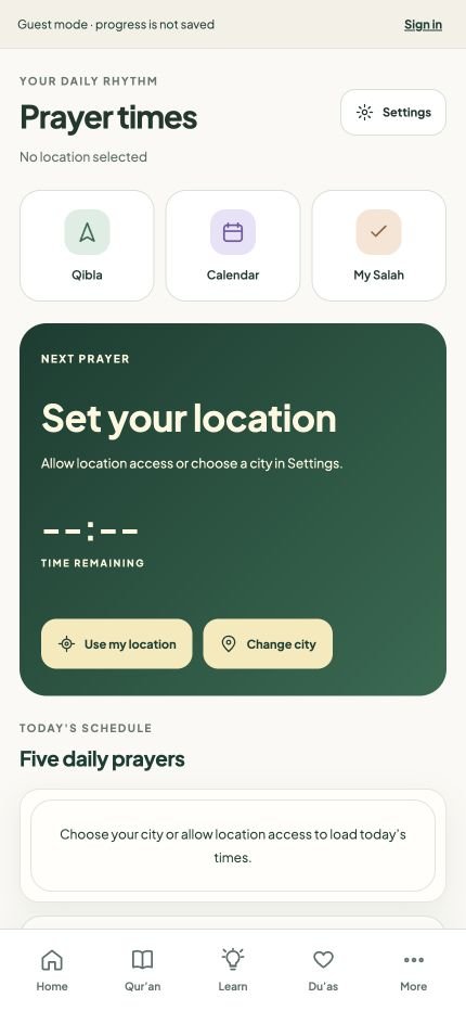Ilmify prayer times screen